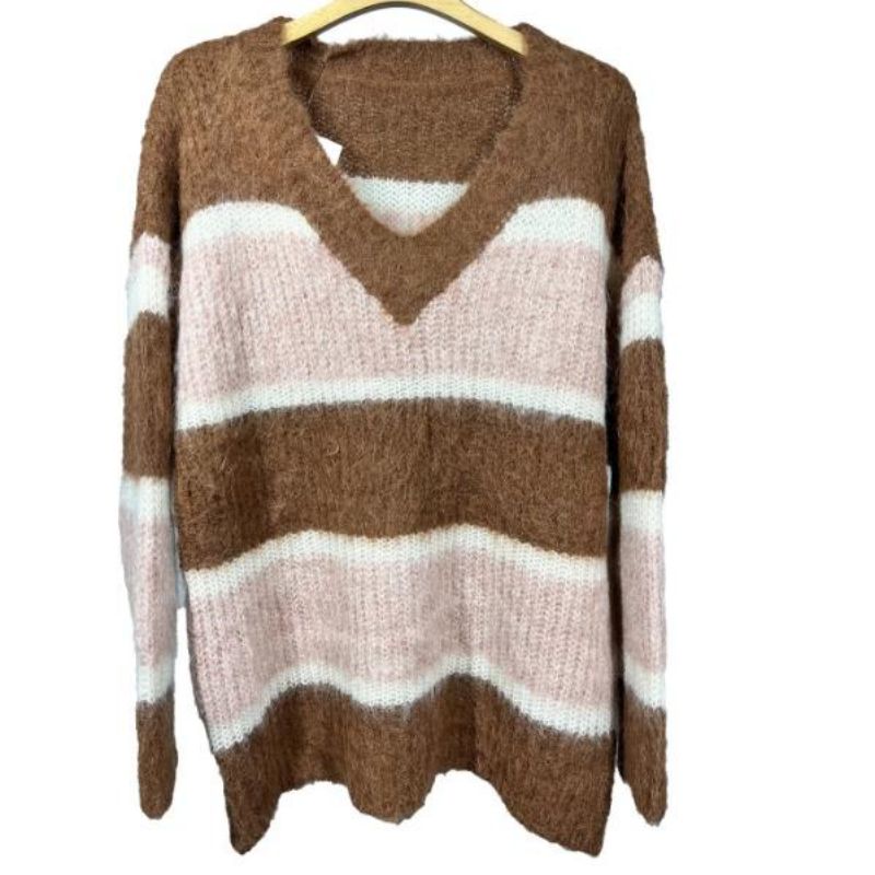 Naisten mohair -striptinulokset Pullover -villapaita